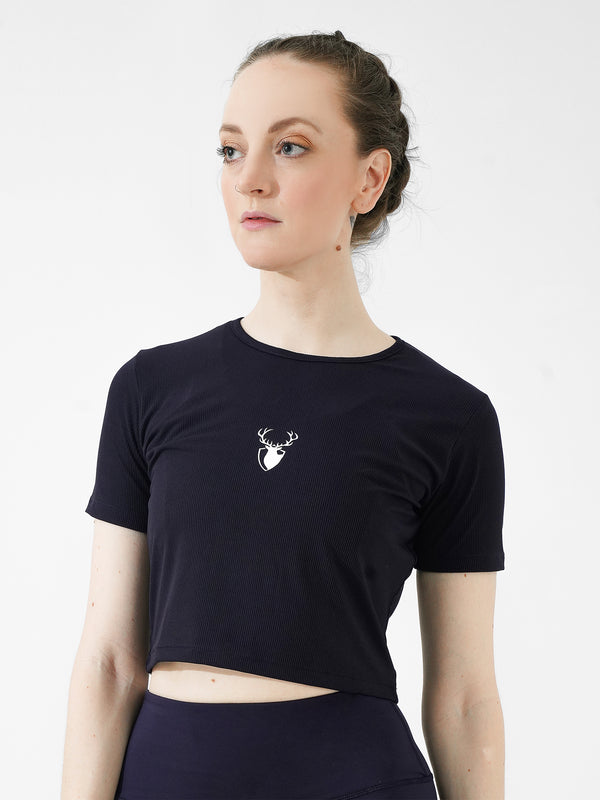 LEERA Active Crop Top in Navy Blue